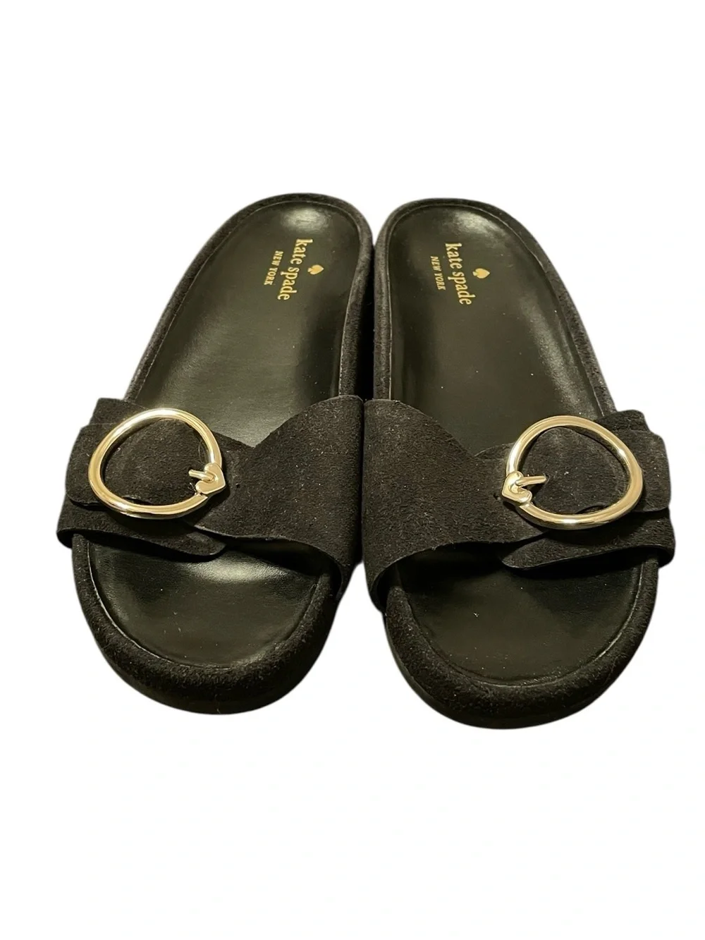 Kate Spade‎ New York Women’s Black Suede Della Slide Slip On Sandals Size 8
